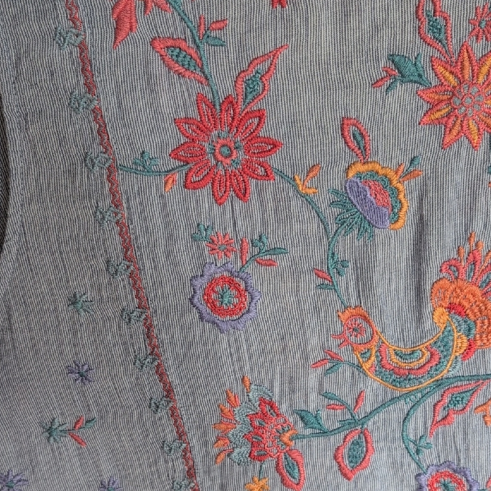 Johnny Was Workshop Mini Dress with Floral And Feather Embroidery Size Small - Picture 9 of 9